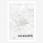 Art Deco Melbourne Map poster in Chalk, portrait