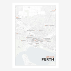 Art Deco Perth Map poster in Chalk, portrait