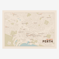 Art Deco Perth Map poster in Terracotta