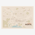 Art Deco Perth Map poster in Terracotta