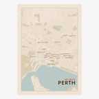 Art Deco Perth Map poster in Terracotta, portrait
