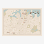 Art Deco Sydney Map poster in Terracotta