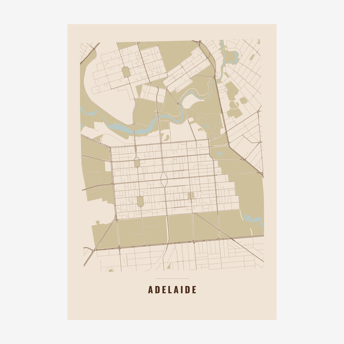 Adelaide City Map poster, unframed print