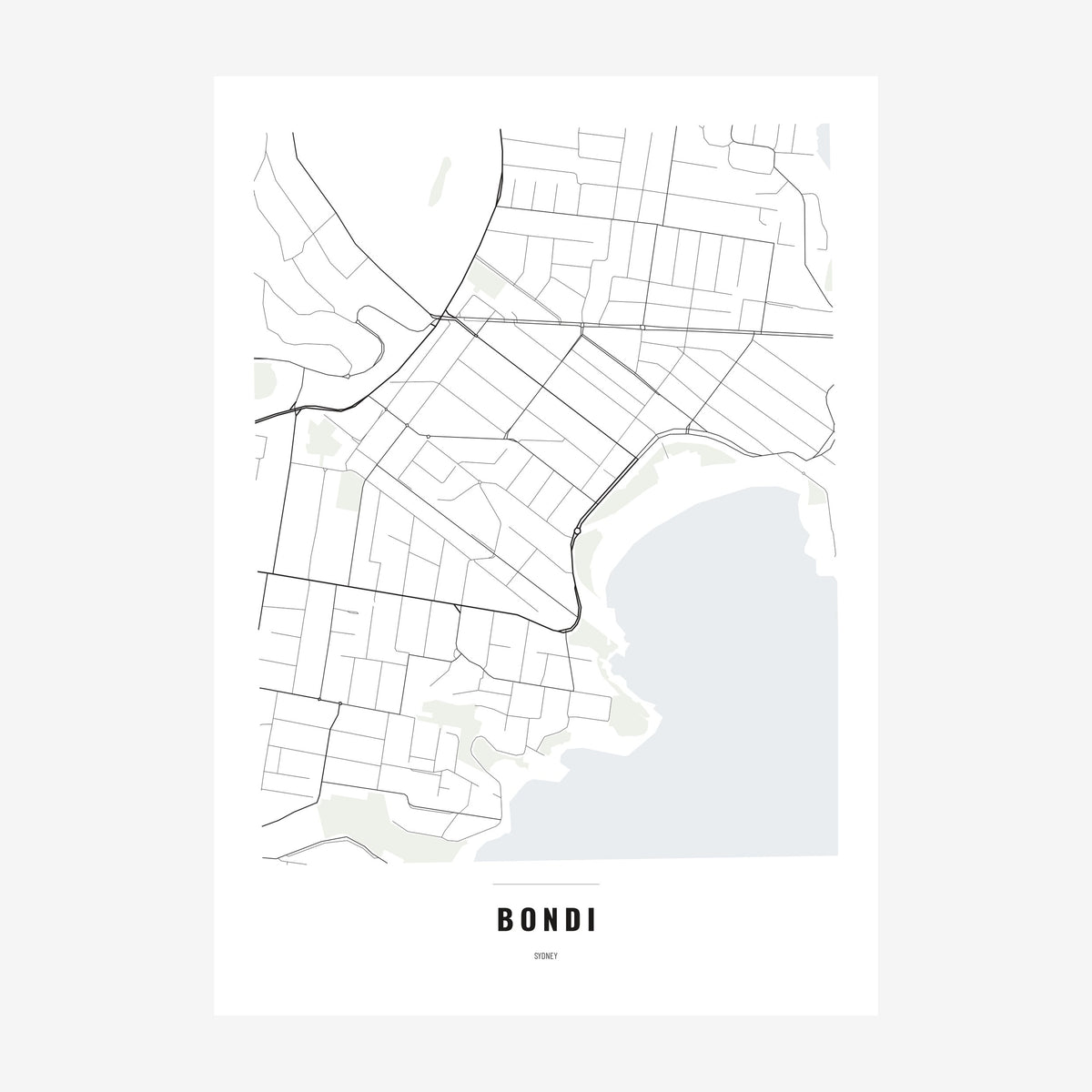 Bondi Map poster, unframed print
