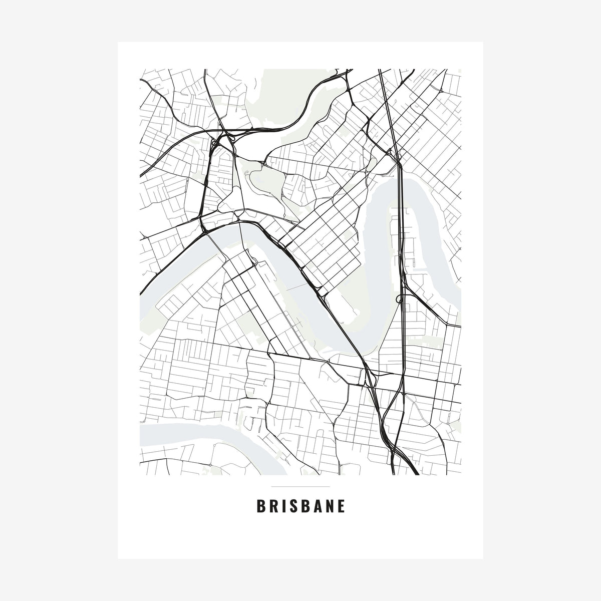 Brisbane City Map poster, unframed print