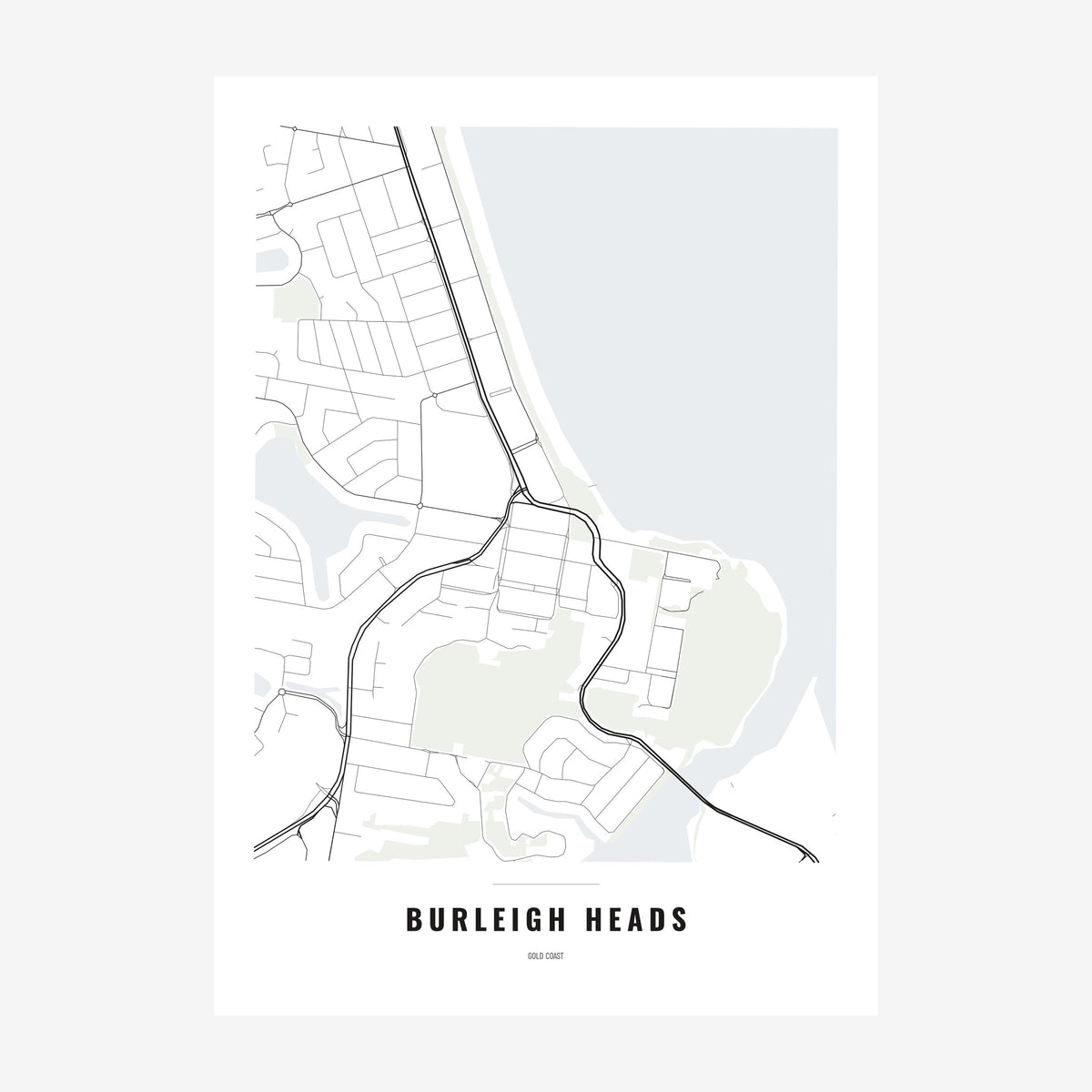 Burleigh Heads Map poster, unframed print