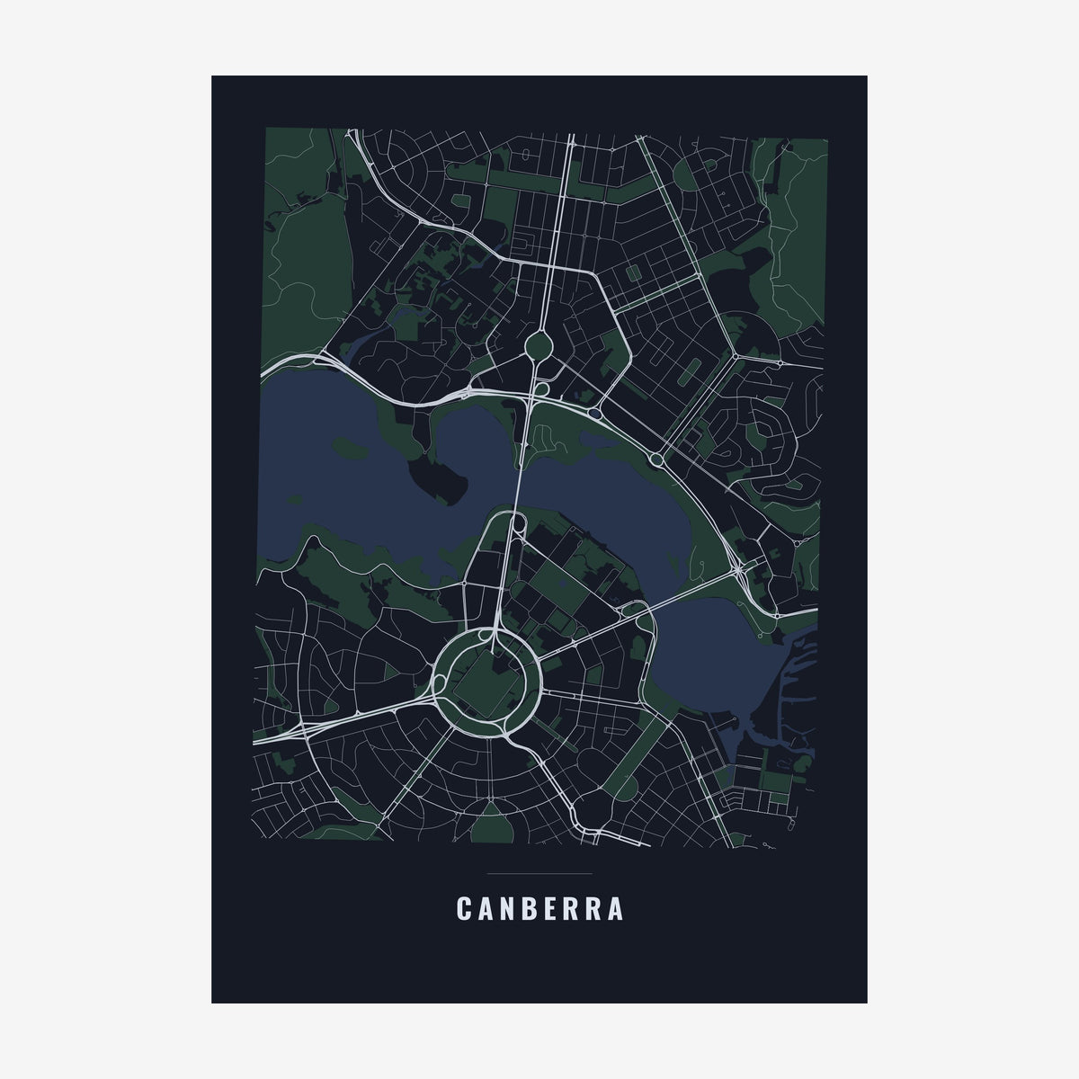 Canberra City Map poster, unframed print