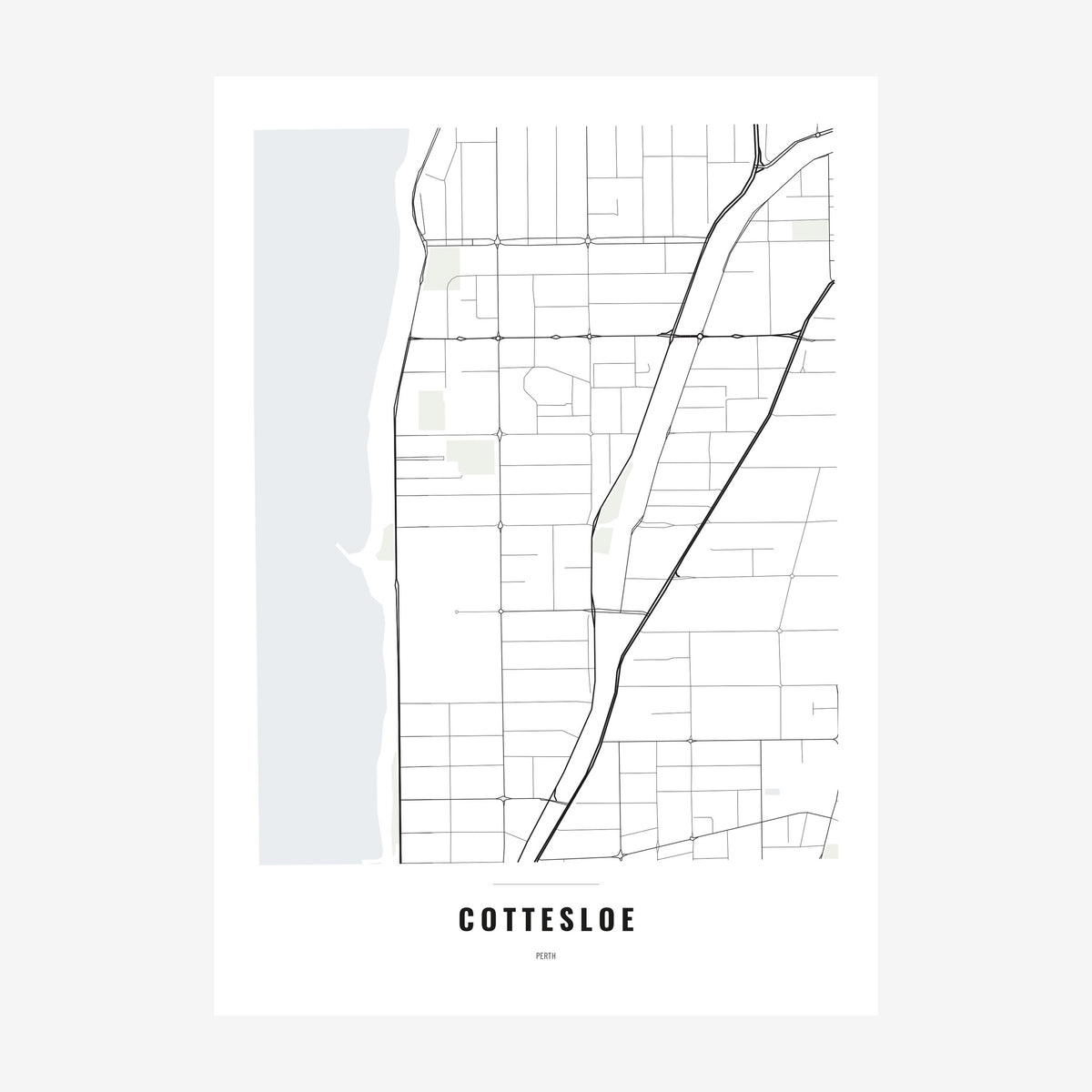 Cottesloe Map poster, unframed print