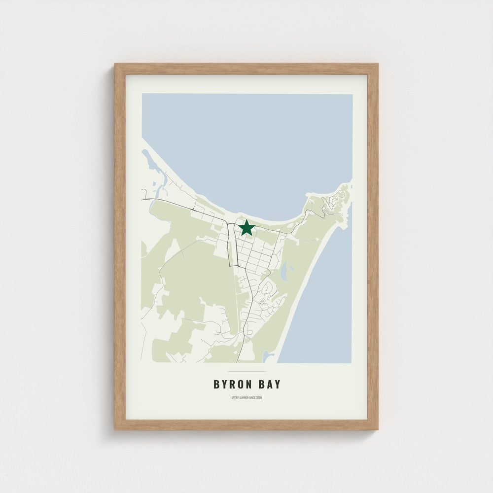 Favourite Place Map poster in a natural wood frame
