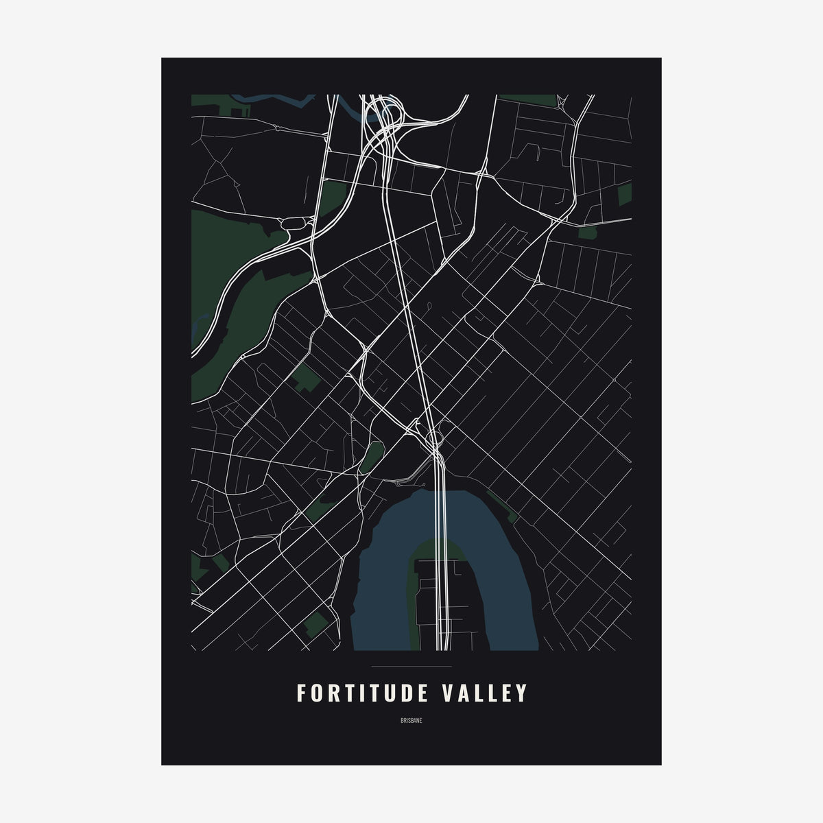 Fortitude Valley Map poster, unframed print
