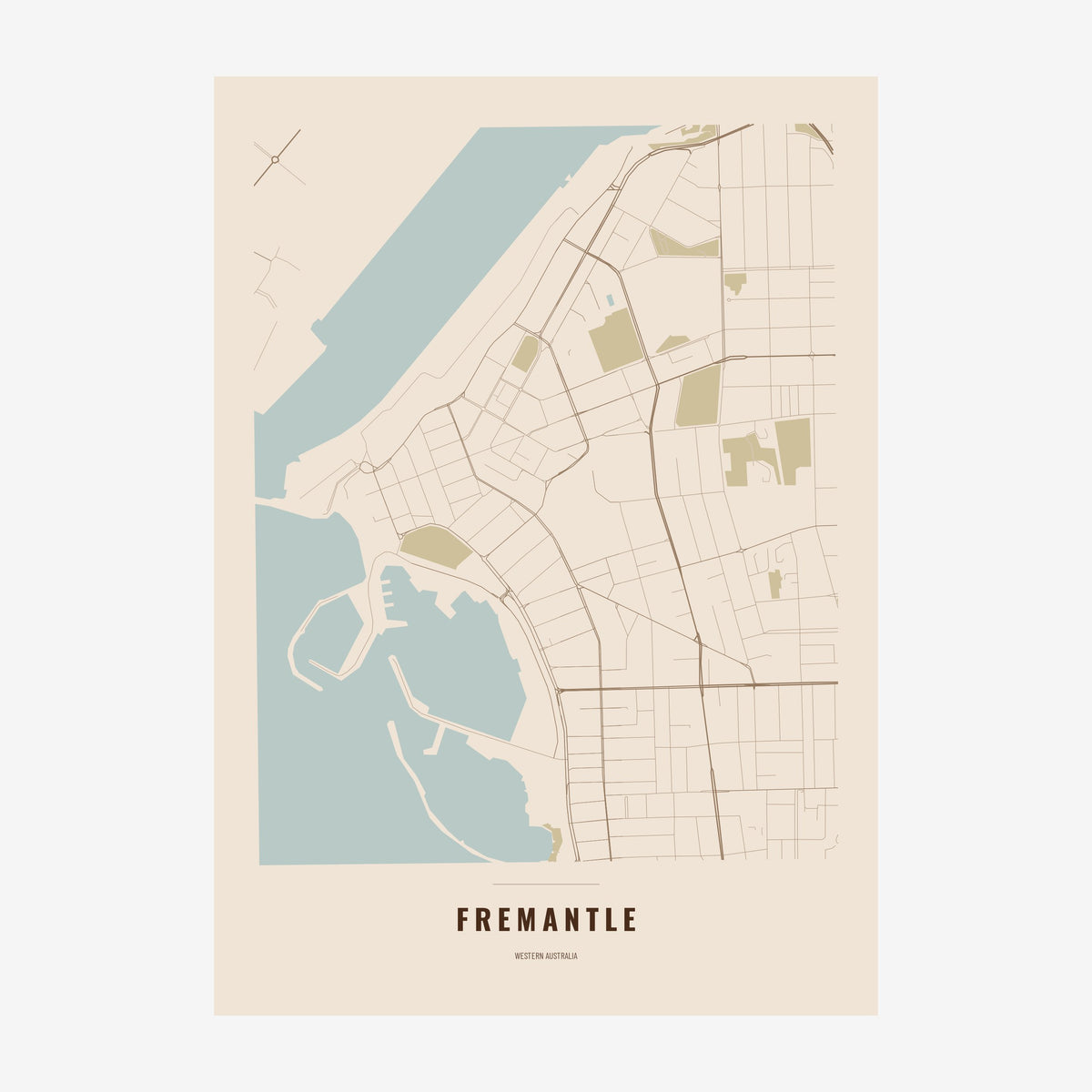 Fremantle Map poster, unframed print