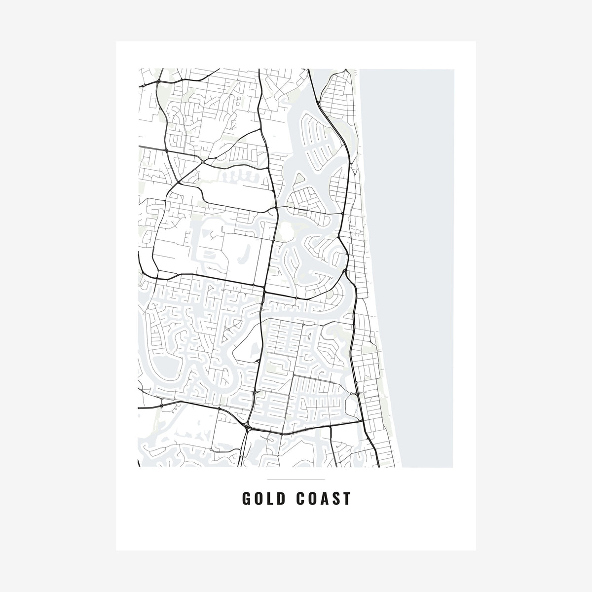 Gold Coast City Map poster, unframed print