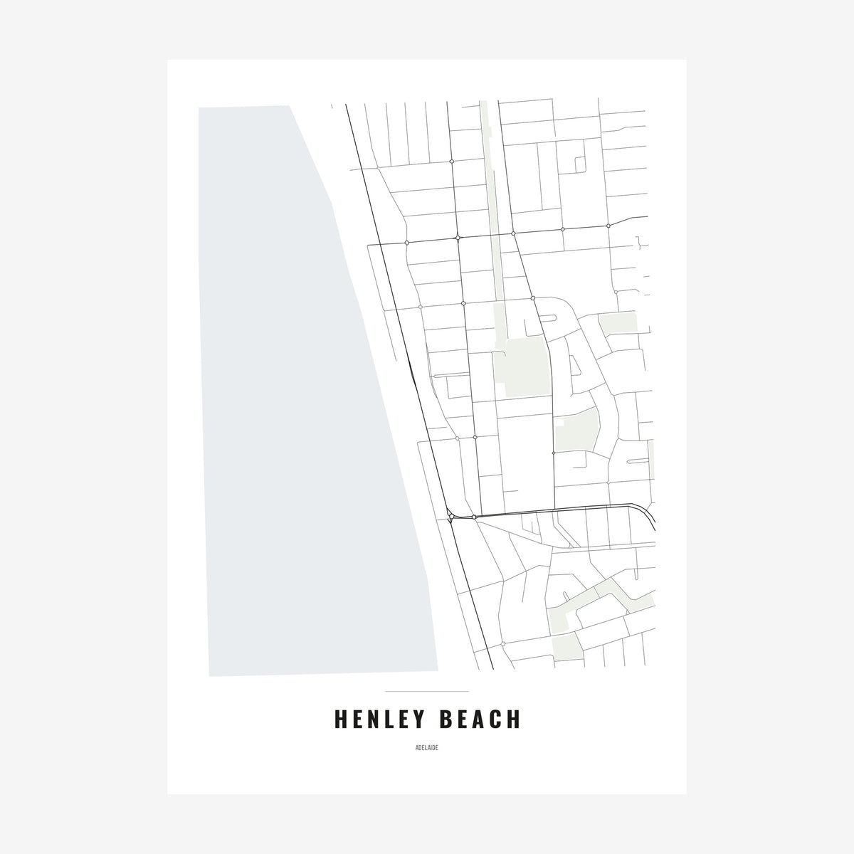 Henley Beach Map poster, unframed print