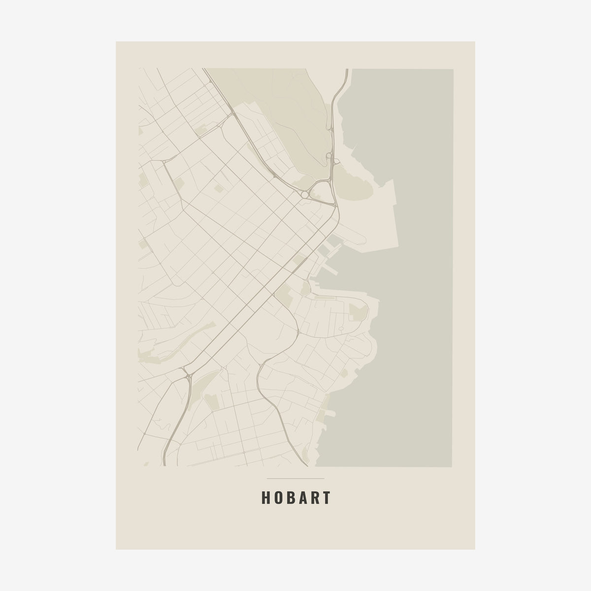 Hobart City Map poster, unframed print