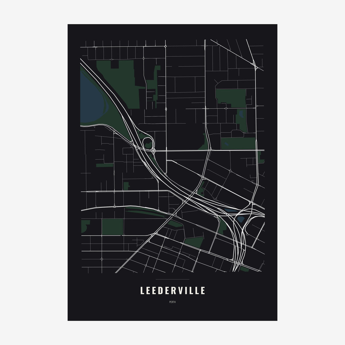 Leederville Map poster, unframed print