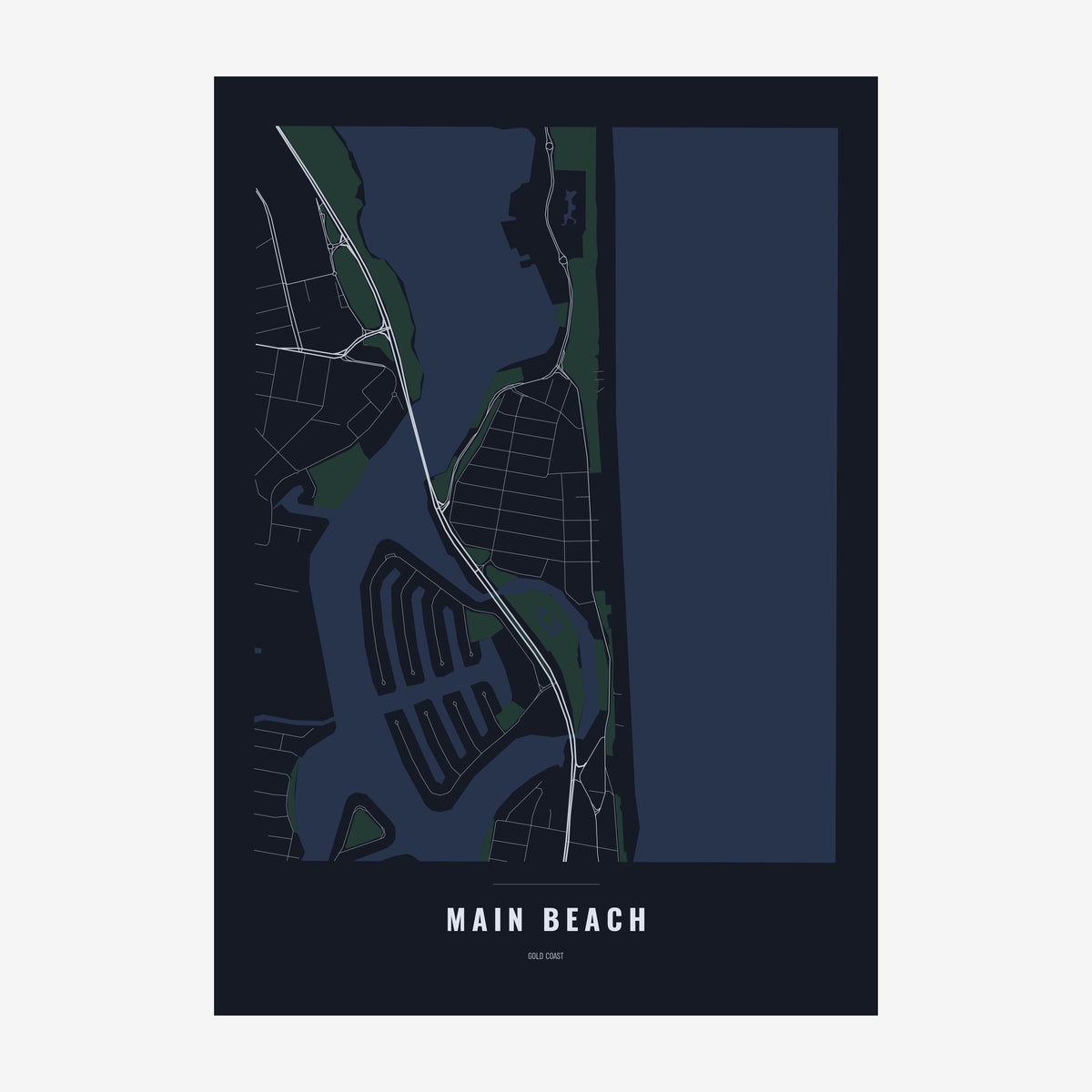 Main Beach Map poster, unframed print