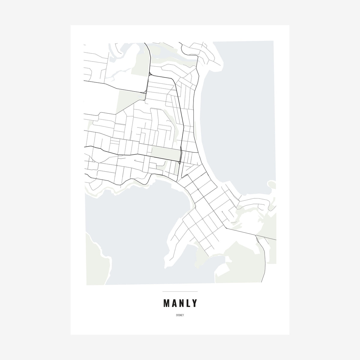 Manly Map poster, unframed print