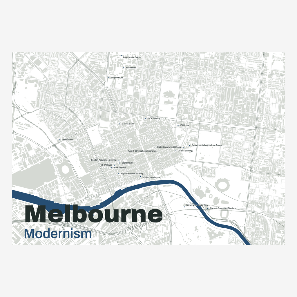 Modernism Melbourne Map — Chalk — landscape