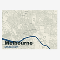 Modernism Melbourne Map — Deep Blue — landscape