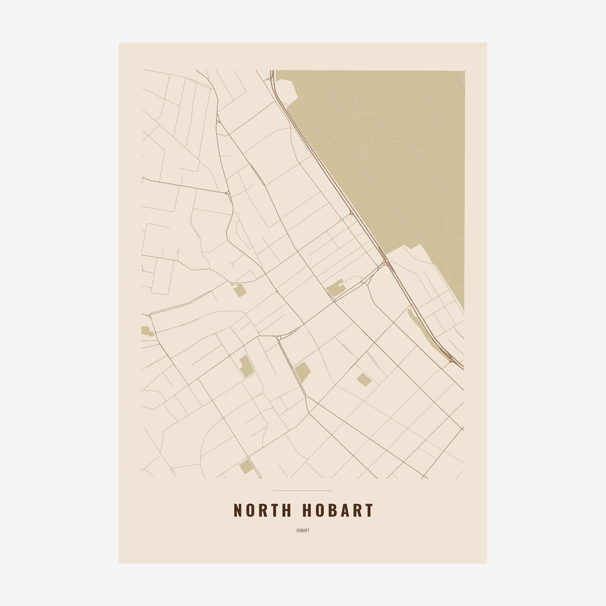 North Hobart Map poster, unframed print