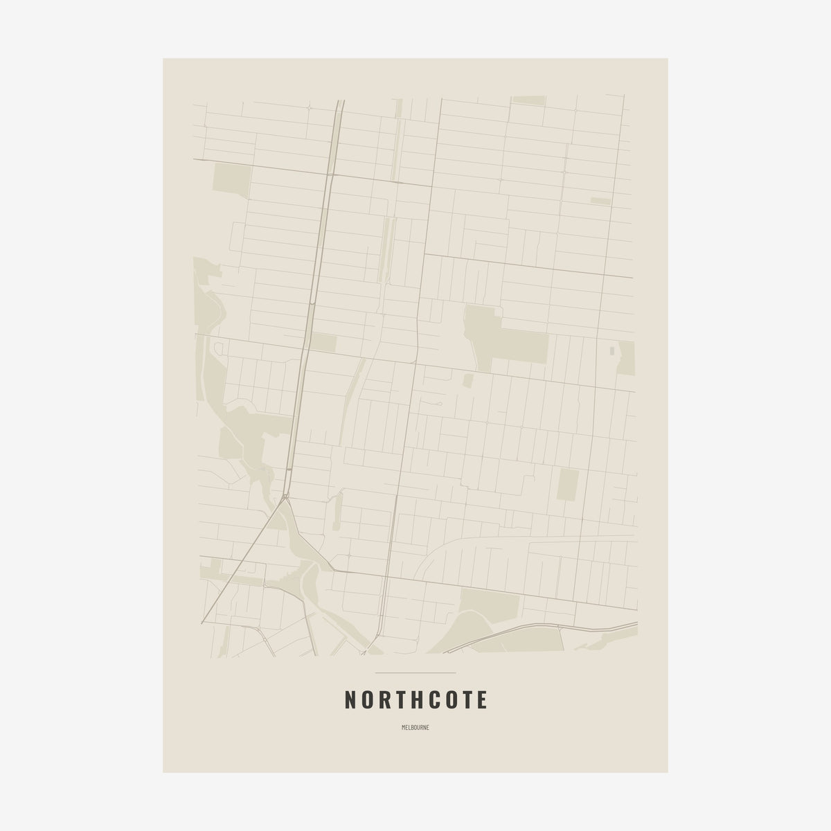 Northcote Map poster, unframed print