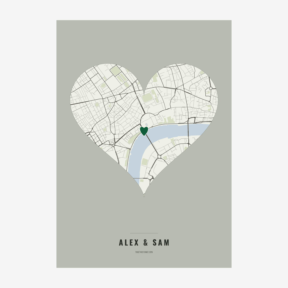 Our Anniversary Map poster, unframed print