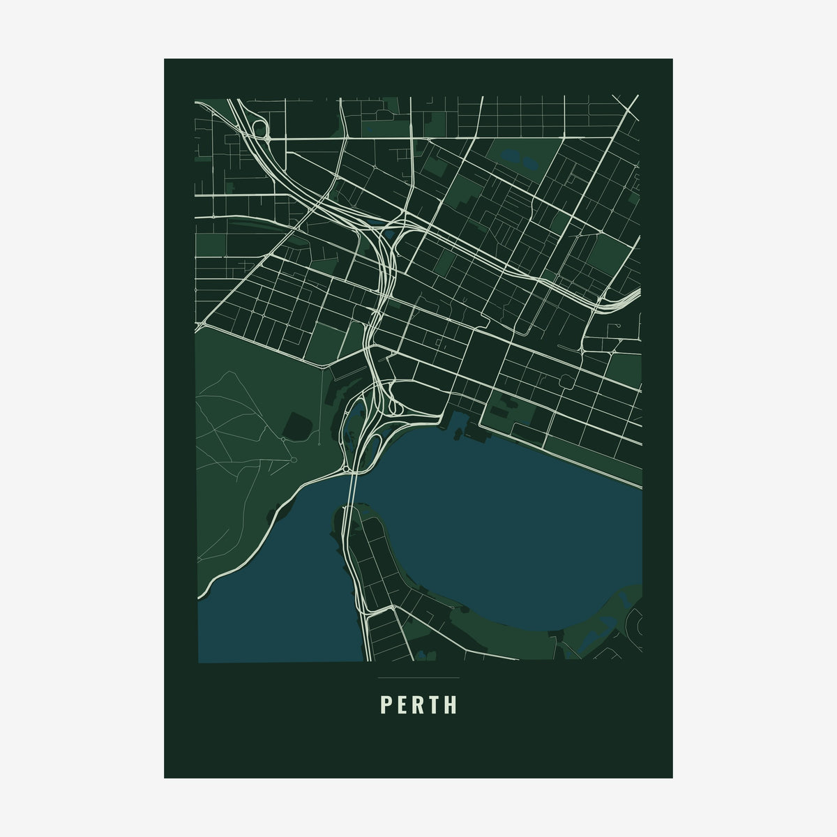 Perth City Map poster, unframed print