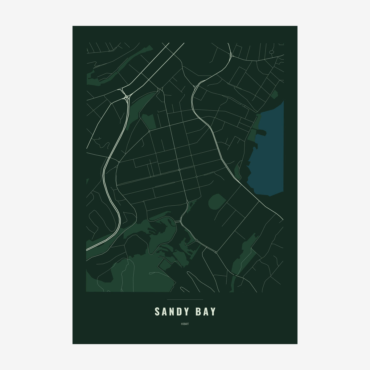 Sandy Bay Map poster, unframed print