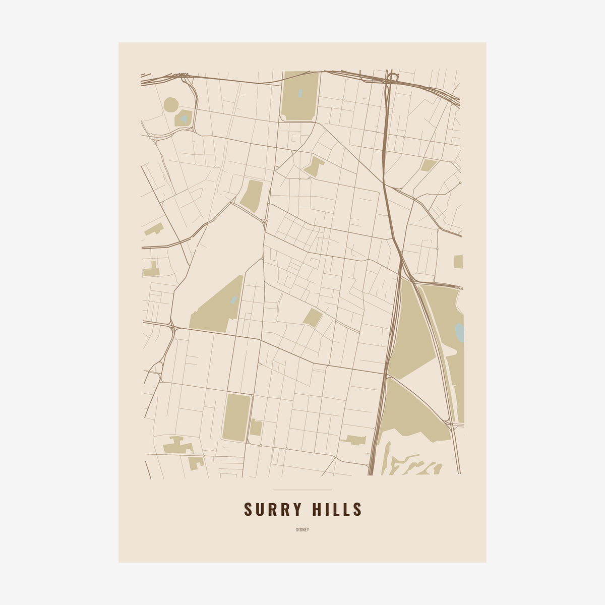 Surry Hills Map poster, unframed print