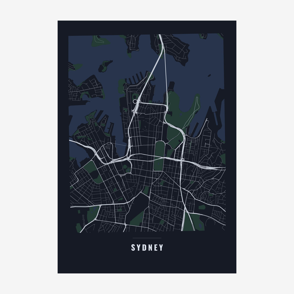 Sydney City Map poster, unframed print